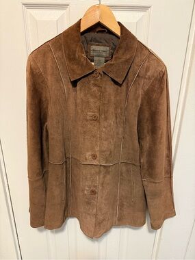 Women’s L Brandon Thomas Brown Genuine Suede Leather Jacket